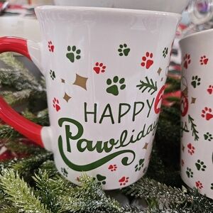 Set of Two Happy Pawlidays Christmas Mugs by Royal NorFolk